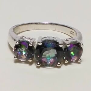 925 Silver Mystic Topaz Ring Sz 8-3/4